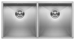 Grote Spoelbak Keuken 80cm Onderbouw / Vlakbouw - Moderne Keuken Spoelbak MIZZO Quadro - Dubbele Spoelbak- RVS Spoelunit