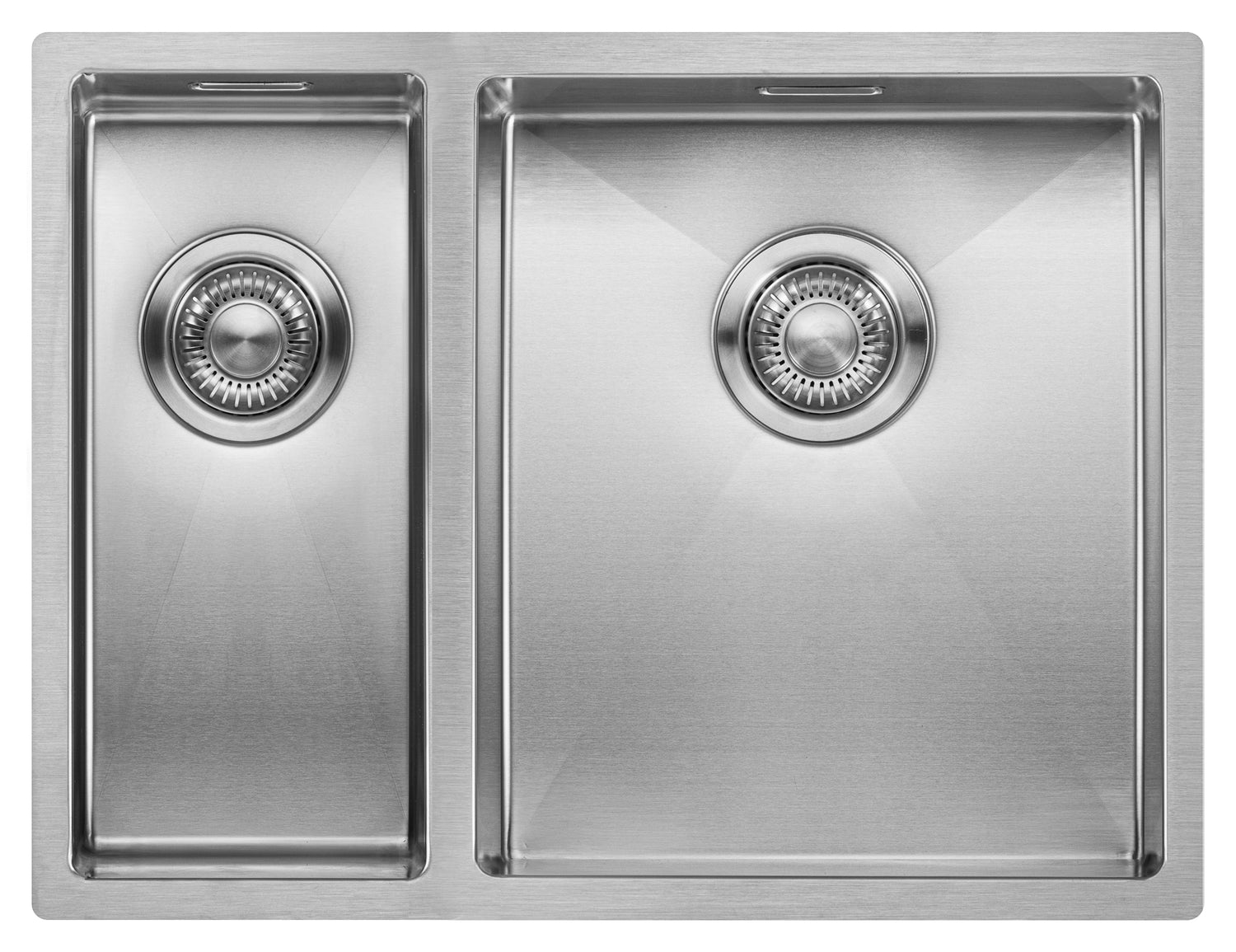 Anderhalve Spoelbak Keuken 59 cm onderbouw / vlakbouw - RVS spoelbak MIZZO Linea - Spoelunit 2 bakken
