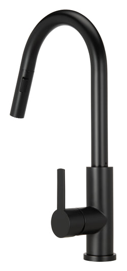 Zwarte Keukenkraan Mizzo Trigo met Uittrekbare Handdouche - Keukenkraan met Uittrekbare Uitloop - Mengkraan Mat Zwart