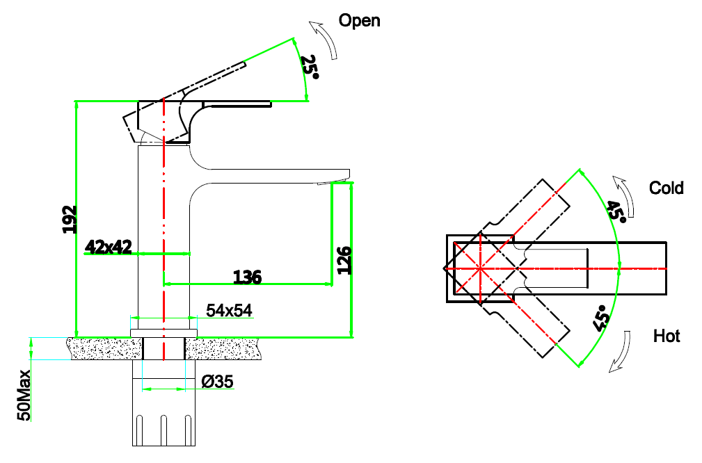 Mizzo Flucto RVS wastafelkraan - wit-chroom