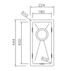 Kleine Spoelbak Keuken 18 cm onderbouw / vlakbouw - RVS spoelbak MIZZO Linea - Spoelunit