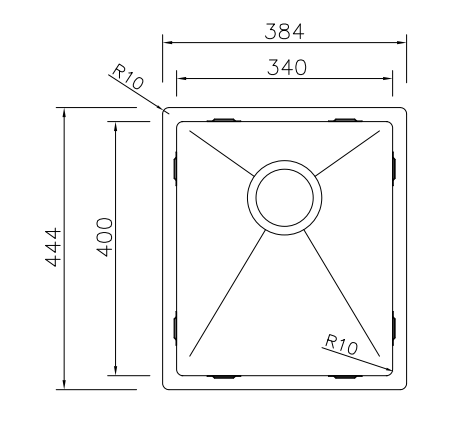 Spoelbak Keuken 34 cm onderbouw / vlakbouw - RVS spoelbak MIZZO Linea - Spoelunit