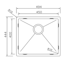 Spoelbak Keuken 45 cm Mizzo Linea - Geschikt voor Onderbouw en Vlakbouw - Enkele Spoelbak Vierkant - 45 x 40 cm - RVS Spoelbak