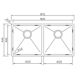 Mizzo linea kitchen sink 1.2 8040 Flushmount / Undermount