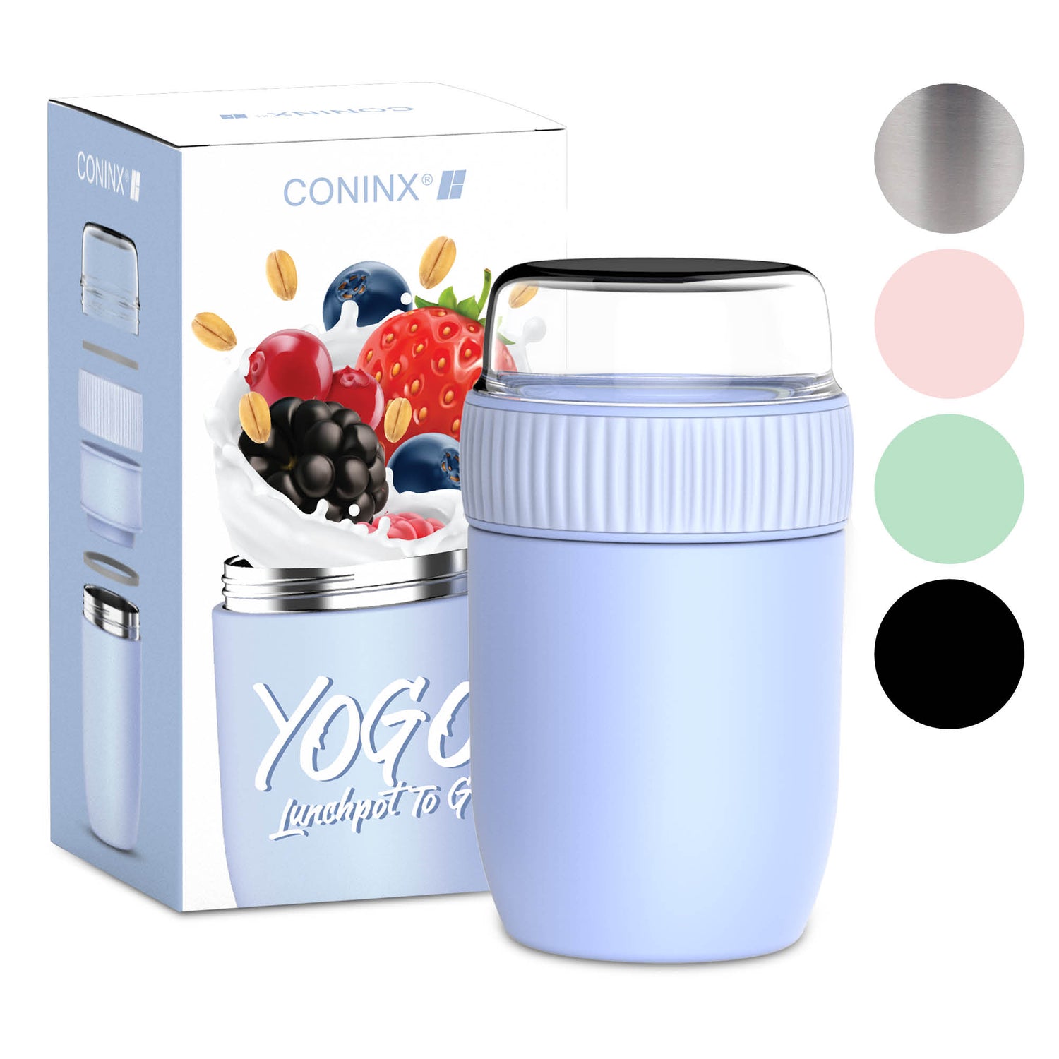 Coninx Thermos Food Container - Warming Container eten voor thuis en onderweg - Thermos Food Box Lekvrije - Thermos Mok 840ml blauw