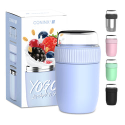 Coninx Thermos Food Container - Warming Container eten voor thuis en onderweg - Thermos Food Box Lekvrije - Thermos Mok 840ml blauw