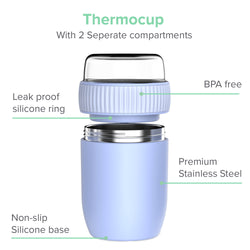 Coninx Thermos Food Container - Warming Container eten voor thuis en onderweg - Thermos Food Box Lekvrije - Thermos Mok 840ml blauw