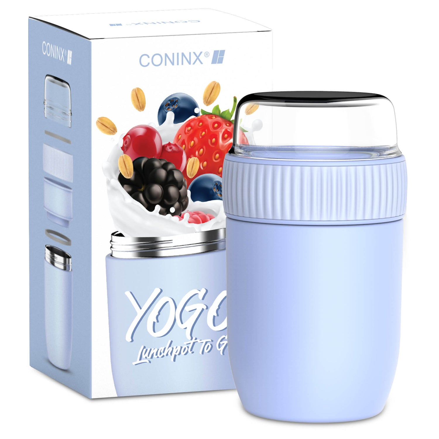 Coninx Thermos Food Container - Warming Container eten voor thuis en onderweg - Thermos Food Box Lekvrije - Thermos Mok 840ml blauw