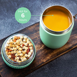 Coninx Thermos Food Container - Warming Container eten voor thuis en onderweg - Thermos Food Box Lekvrije - Thermos Mok 840ml groen