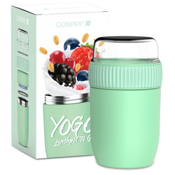 Coninx Thermos Food Container - Warming Container eten voor thuis en onderweg - Thermos Food Box Lekvrije - Thermos Mok 840ml groen
