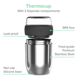 Coninx Thermos Food Container - Warming Container eten voor thuis en onderweg - Thermos Food Box Lekvrije - Thermos Mok 840ml RVS
