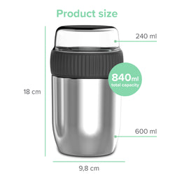 Coninx Thermos Food Container - Warming Container eten voor thuis en onderweg - Thermos Food Box Lekvrije - Thermos Mok 840ml RVS