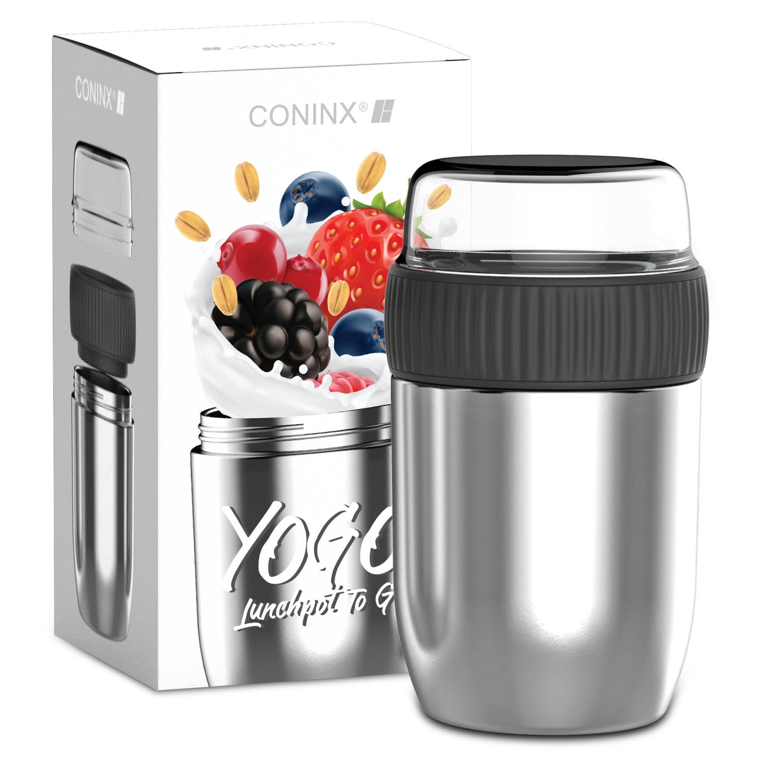 Coninx Thermos Food Container - Warming Container eten voor thuis en onderweg - Thermos Food Box Lekvrije - Thermos Mok 840ml RVS