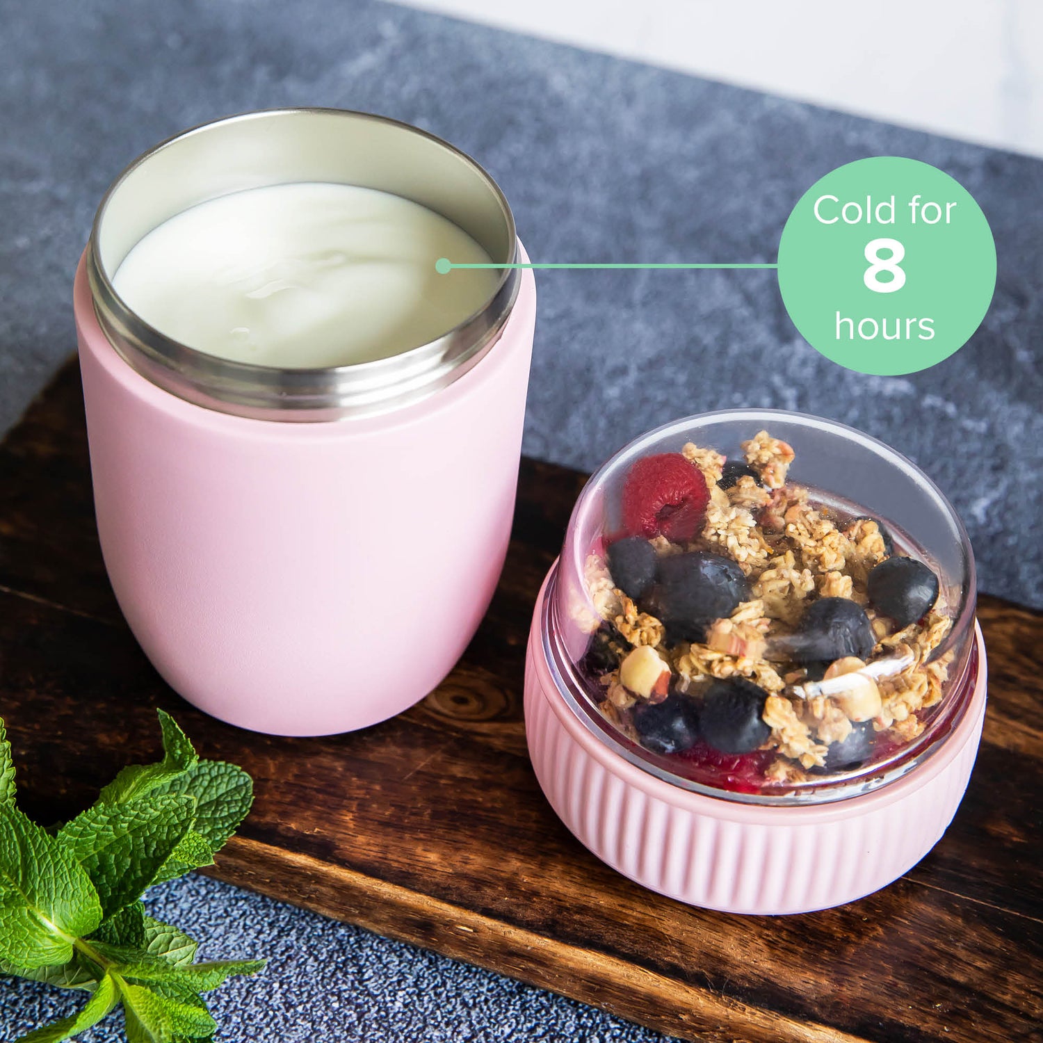 Coninx Thermos food container - Warming container food for at home and on the go - Thermos food box leak-proof - Thermos mug 840ml Pink