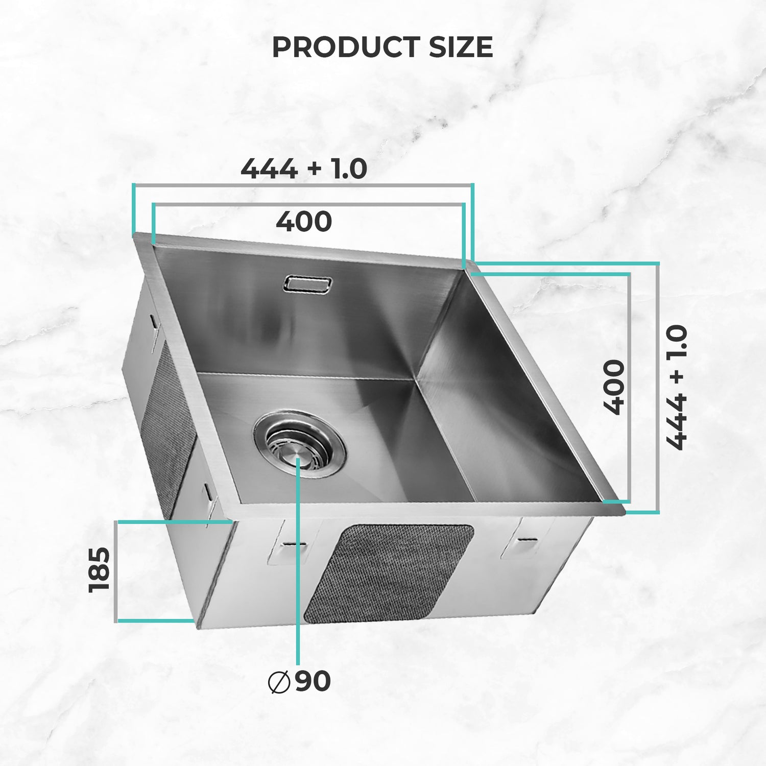 Mizzo quadro kitchen sink 1.2 4040 Flushmount / Undermount
