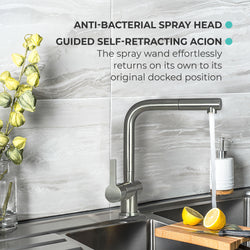 Mizzo RVS keukenkraan Avori – Design Mengkraan Keuken Roestvrijstaal - Keukenkraan met uittrekbare uitloop