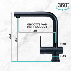 Zwarte Keukenkraan Mizzo Avori Zwart - RVS Mengkraan Keuken - Kraan Keuken Mat Zwart - Keukenkraan met Uittrekbare Uitloop