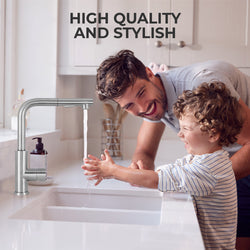 Keukenkraan met Uittrekbare Uitloop Mizzo Mauro - Keukenkraan RVS Uittrekbare Sproeikop - Mengkraan Keuken Hoge Uitloop