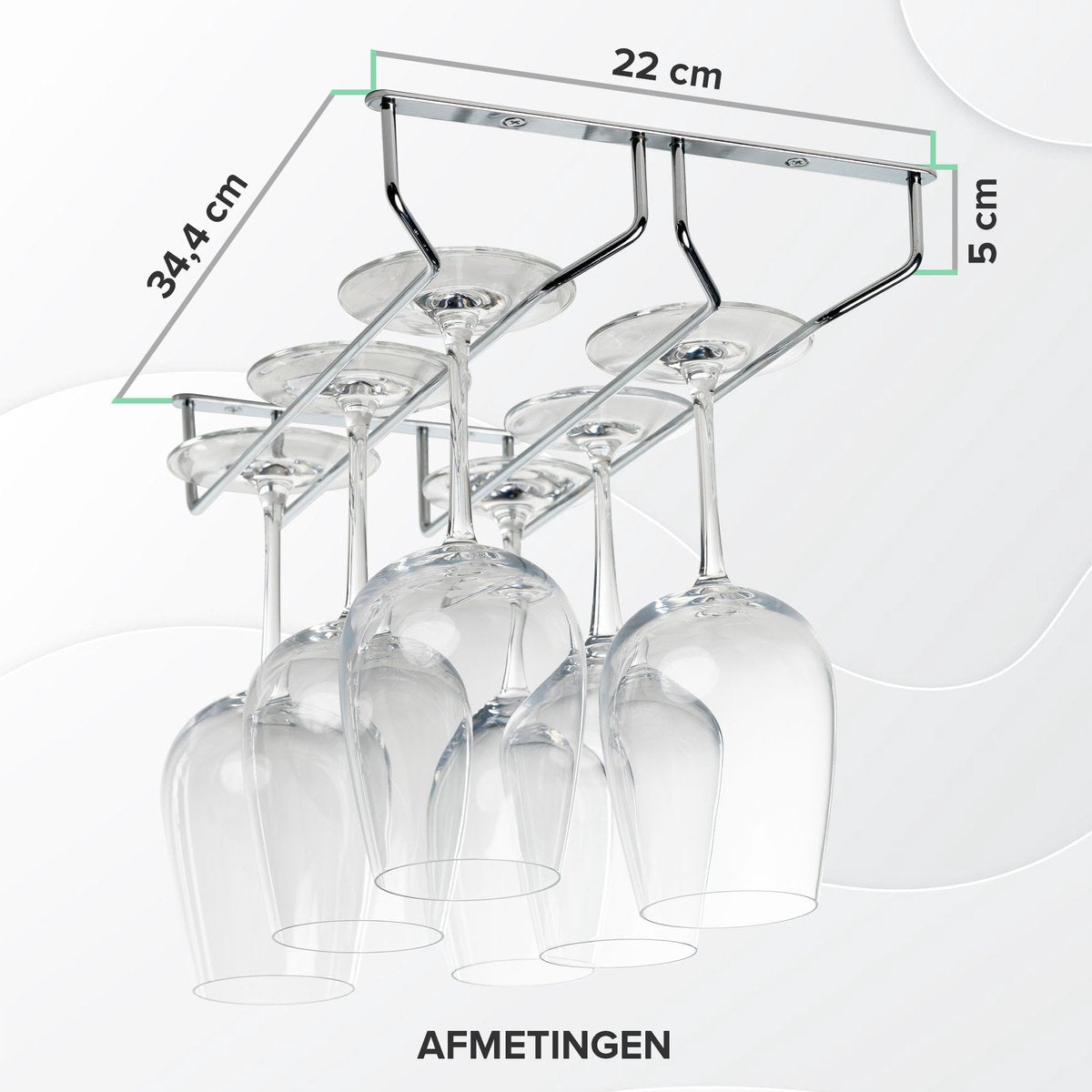 Coninx wine glass holder 2 rails - 34.4 cm wide - metal chrome