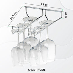 Coninx wine glass holder 2 rails - 34.4 cm wide - metal chrome