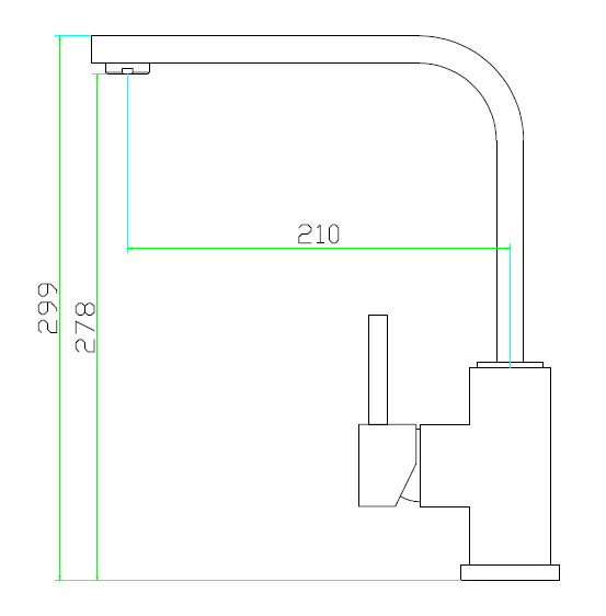 RVS Keukenkraan Mizzo SQare - Roestvrij Stalen Mengkraan Keuken Hoge Uitloop
