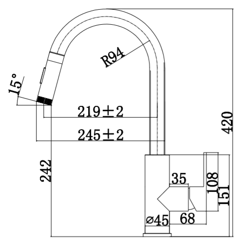Keukenkraan met Uittrekbare Uitloop - Mizzo RVS keukenkraan Trigo met Handdouche Uittrekbaar - Mengkraan Keuken